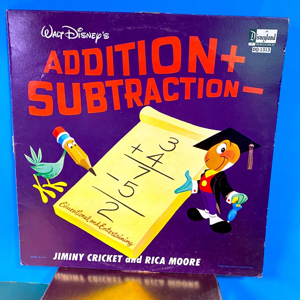 WALT DISNEY’S 60s DISNEYLAND VINYL RECORD ADDITION + SUBTRACTION JIMINY CRICKET